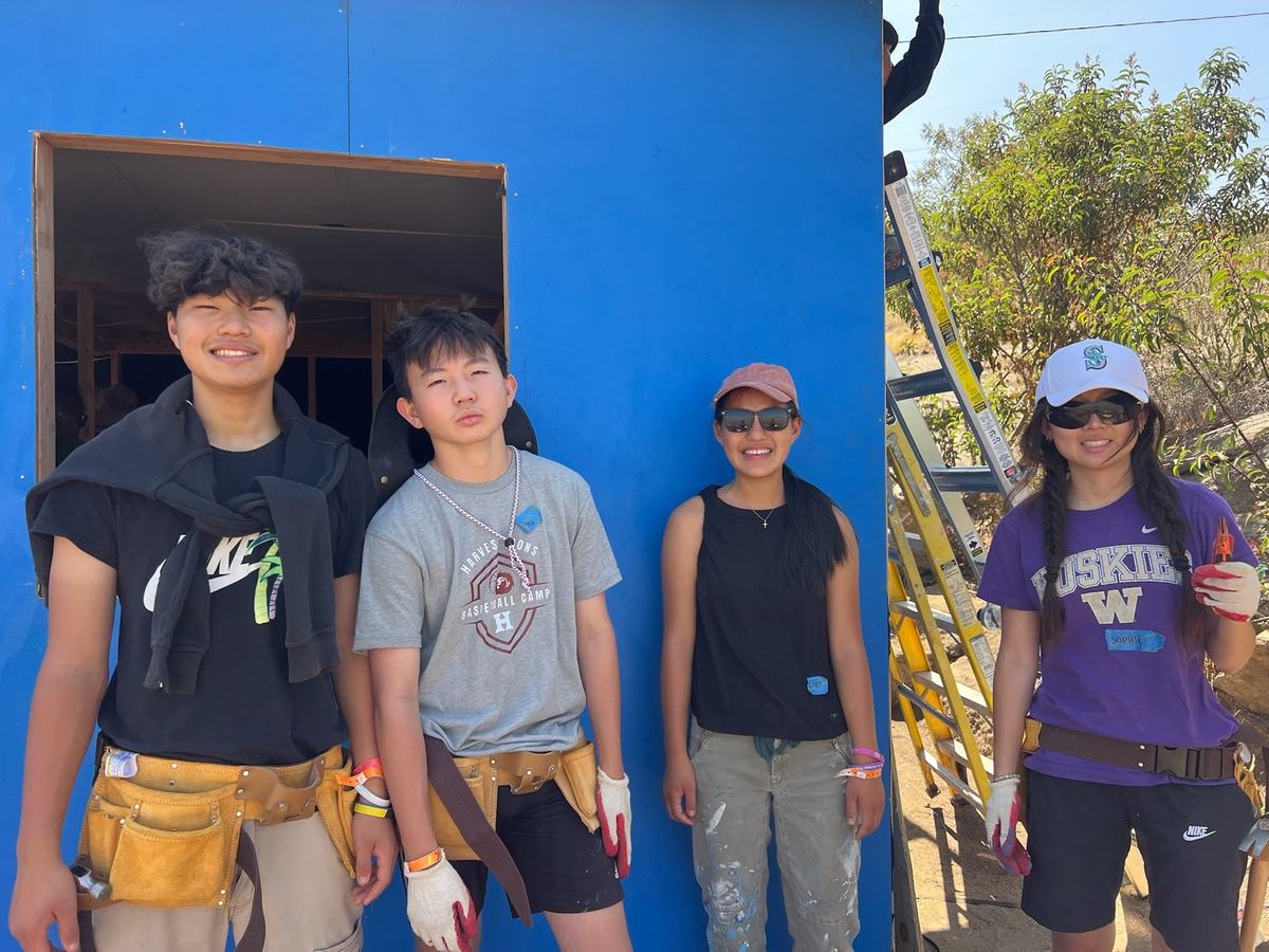 A summer build crew working on a home in Tecate