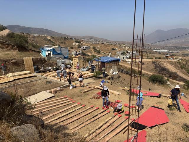 The build site from the hillside above
